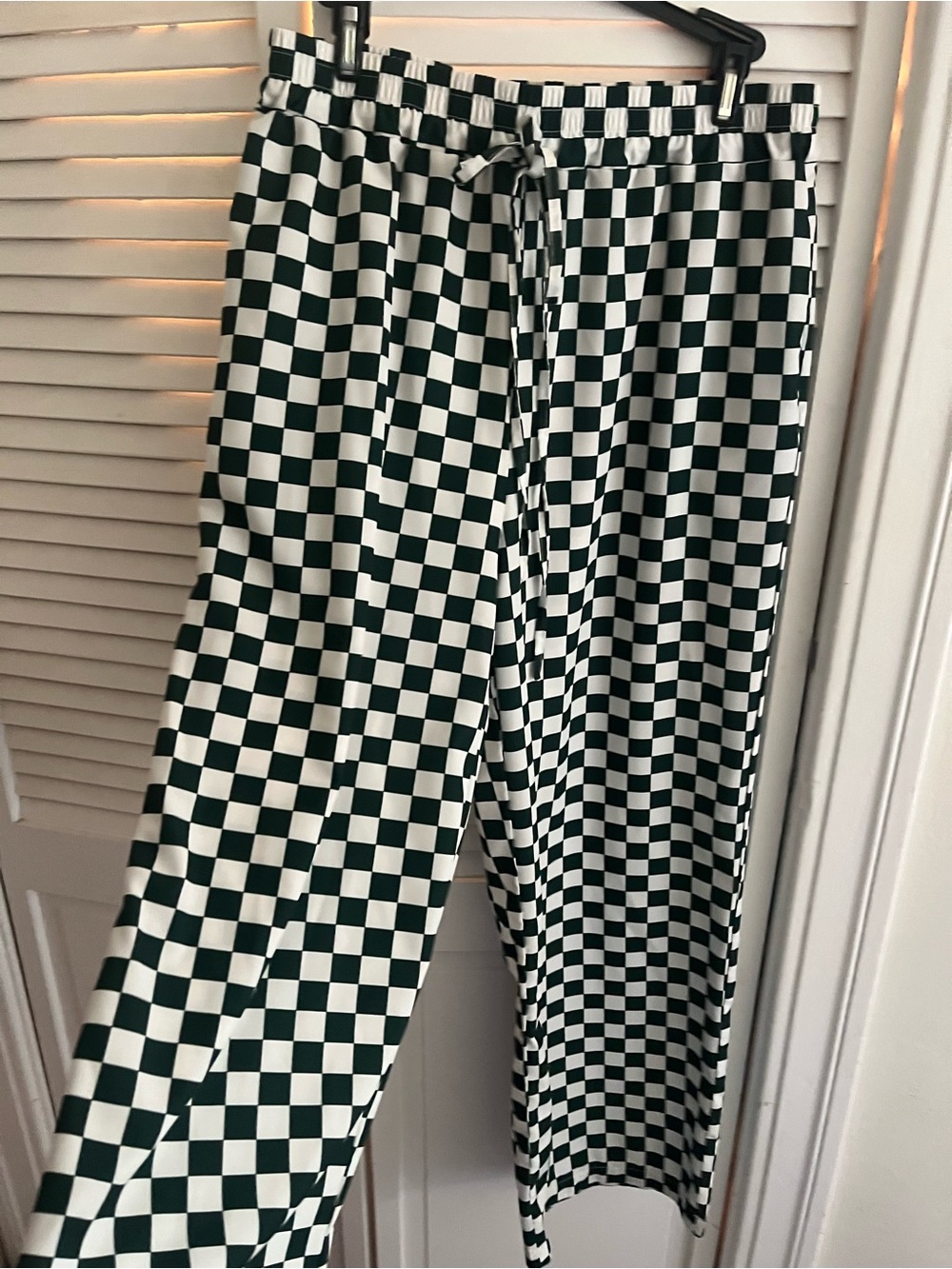 Checkerboard Relaxed Fit Men’s Pants - green & White